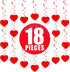 KatchOn Red Hanging Heart Decorations, Pack of 18, No DIY | Romantic Foil Heart Swirls for Special Night