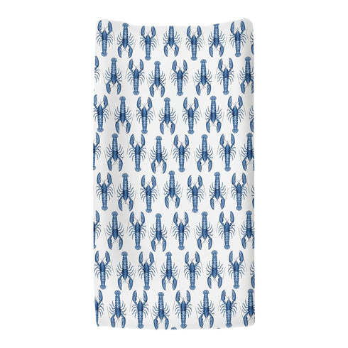 Summer 32''16'' Watercolor Blue Lobster Changing Pad Covers for Baby Girls Boys Nautical Marine Animal Fitted Change