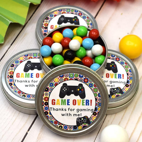Game Over Video Game Birthday Party Sticker Labels, 40 2" Circle Stickers by AmandaCreation for Party Favors