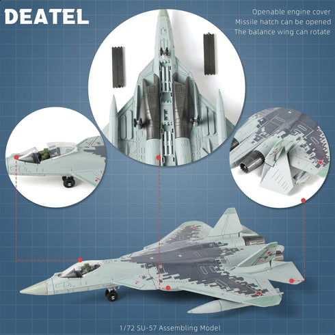 1:72 SU-57 (31 Scale Fighter Jet Quick Build Model Kit Plastic Millitary Jet Toy Plane Assembly Aircraft Model