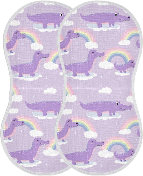 decor gift 4 Pack 22x11in Cotton Muslin Burp Cloths Large Soft and Absorbent? Cute Animal Crocodiles Rainbows Pastel