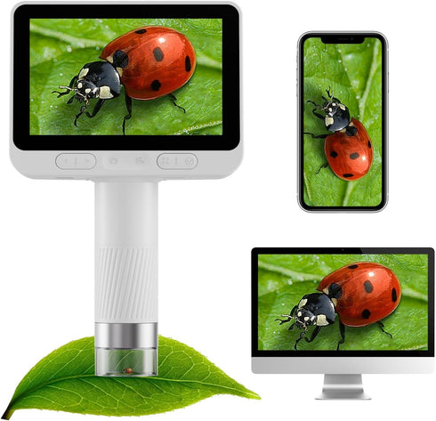 Microscope for Kids, Handheld Miniscope, 1600X Portable Digital Microscope, Mini Pocket Microscope for Boys Girls,
