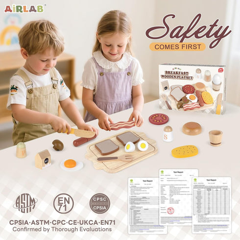 3-5 Playset 3 4 5 6 Airlab Toy Food for Toddler Pretend Play Kids Kitchen Breakfast Cutting Food Girl Boy Birthday Gift