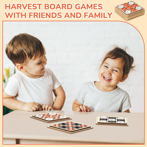 6 Pieces Wooden Tic Tac Toe Game - Mini Board Game for Kids - Family Puzzle Game - Educational Toys for Birthday Favors