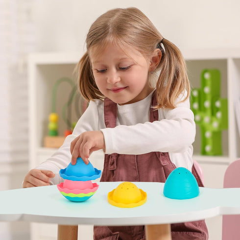 7-Piece ArtCreativity Easter Egg Stacking Bath Toy for Toddlers Nesting Egg Mold Free Bath Toy with Drainage Holes Baby