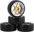4PCS Plastic RC 1:10 On-Road Racing Car Drift Smooth Tire & Y-Shaped Plated Yellow Wheels
