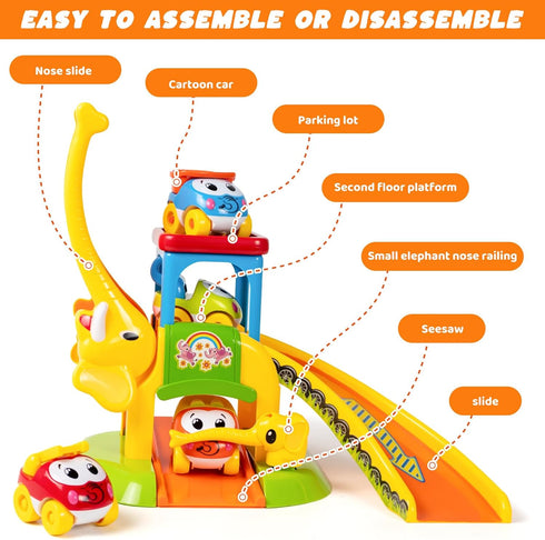 1 2 4 12-18 1-2 Marstone Toddler Toys for Year Old Boys and Girls Gifts: Educational Elephant Slide with Animal Car