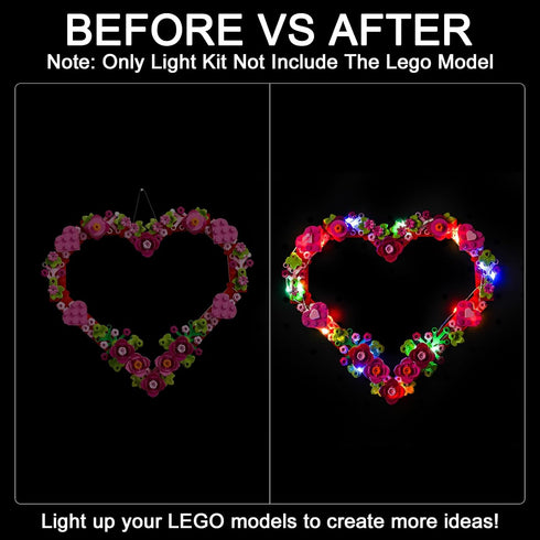 Upgraded LED Light Kit for LEGO Heart Ornament Building Set, Compatible with LEGO 40638, Great Gift