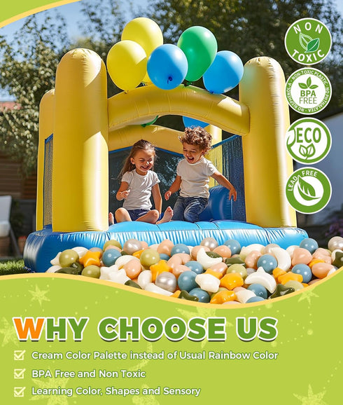 50 200 500 TRENDPLAY Ball Pit Balls for Toddlers, Star Heart Moon Shape, Plastic Toy Balls for Boys Girls Kids Dogs