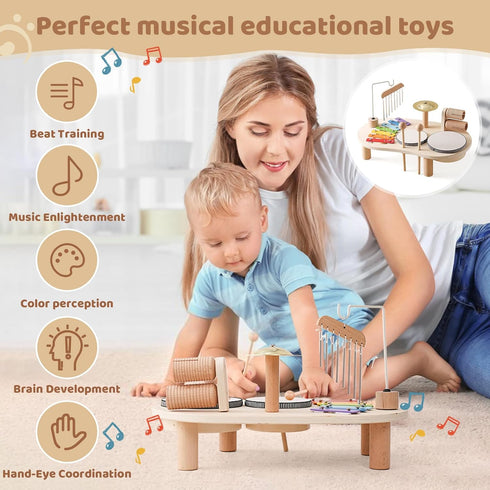 Promise Baby Musical Instruments, Wooden Percussion Instruments for Kids, Montessori Educational Toddler Toys