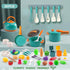 56Pcs Playset 2 Sets, Mini Play Kitchen Accessories for Kids, Pretend Cooking with Cookware, Tableware & Fruit Learning