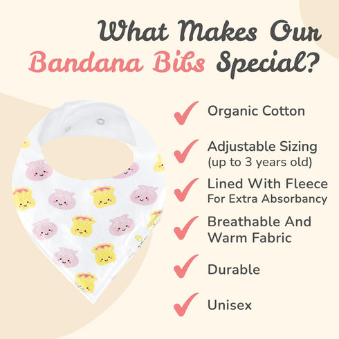 The Wee Bean 2pcs Set Organic Cotton Bandana Bibs, Baby Drool Bibs for Boys Girls Unisex, Teething