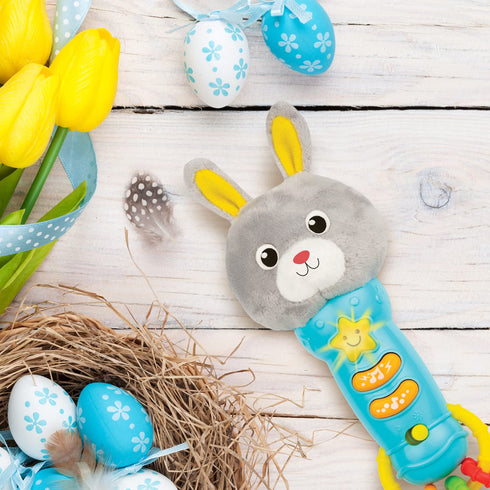 6 6 Bambiya Bunny Baby Teething Toy for Months and Up - Baby Teether, Rattle & Musical Toy with Lights, Fun Sound