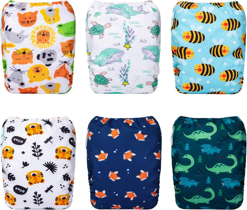 Pack 13 5-12lbs 6 Pack 6pcs babygoal Newborn Cloth Diapers of for Preemie Boy, Cloth Diaper Covers with Inserts and Wet