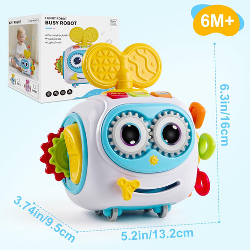 Sewovvmu 1-3 1 2 3 Musical Montessori Toys, Cube Sensory Toys for Toddlers with Light-up, Baby Busy Educational