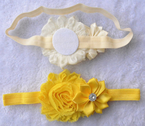 QandSweet Baby Girl Headbands with Polygonal Flower Inlay Rhinestone, 10 Pack