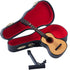 Dselvgvu Wooden Miniature Guitar with Stand and Case, Mini Musical Instrument Dollhouse Model (6.51"x2.28"x0.89")