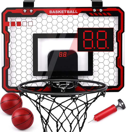 Mini Basketball Hoop Indoor Kids with Electronic Scoreboard Small Basketball Goal Hanging Door Dunk Proof