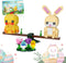 Nubee Easter Bunny and Chick Building Set, Cute Animal Rabbit Chicken Sitting on