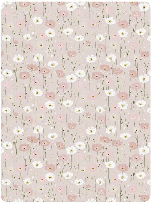 miaozhen 1 Pack 52x28 Cotton Baby Crib Sheets for Boys Girls Soft Comfy Naughty Grassland Floral Pink Playard Mattress