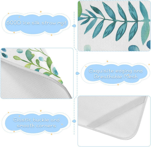 SyXIOP 28" 52" Blue-Green Leaves Cooling Baby Waterproof Crib Mattress Cover x Breathable Pads for Bed for Kids, Adult