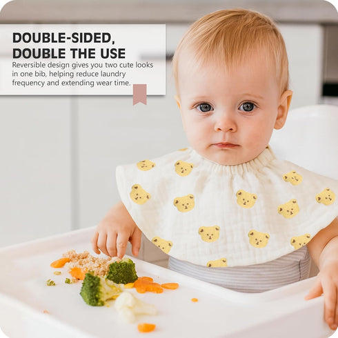 Naznooz Set 4-Pack 0-24 Premium Quality Organic Double-Sided Baby Bibs for Drooling and Teething | |For Boys and Girls