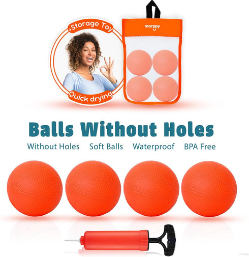 Bath Toys – Bathtub Basketball Hoop for Toddlers, 4 No-Hole Balls & Strong Suction Cups, Fun Bath Toy