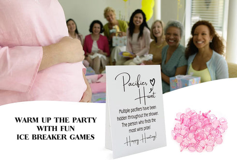 GNATV 810 50 BPH02 Baby Pacifier Hunt Baby Shower Games, Gender Reveal Game, Sign and Mini Acrylic Pacifier, Favorite