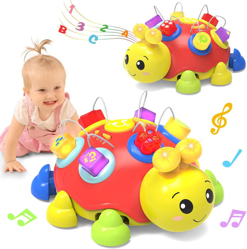 Holaxander Baby Bilingual Musical Ladybug Crawling Toys,Baby Toys 6-12 Months with Light-up Music,