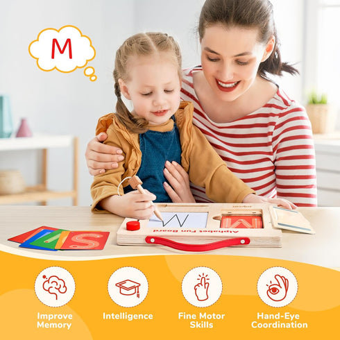 3-5, 36 JoyCat Wooden Letter Tracing Board for Toddlers Magnetic Alphabet & Number Writing Practice Board