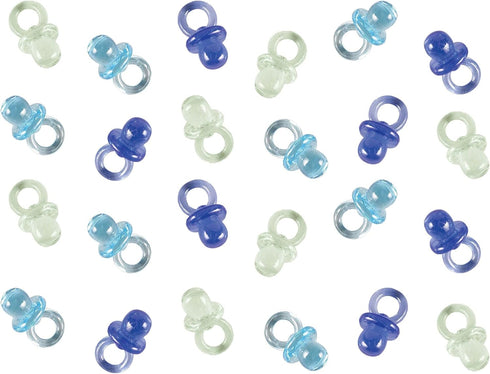 Mini Multi Blue Plastic Pacifier Favors - 1" x .5" (24 Pc) for Baby Showers & DIY Decor