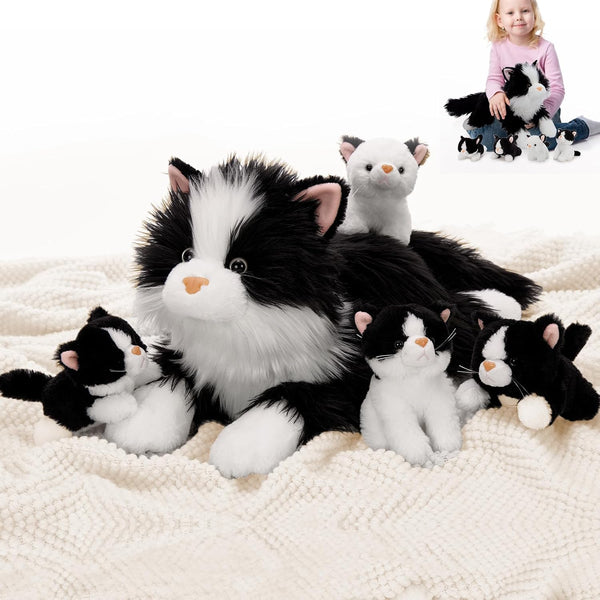 Tezituor 5Pcs Cat Stuffed Animals Set, 20 inch Large Realistic Stuffed Cat