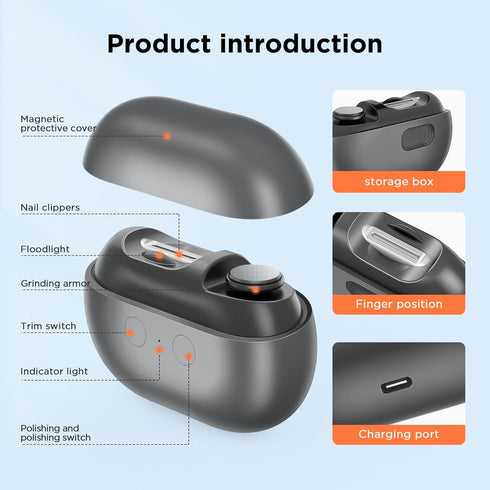 OVKUX 2025 Clippers,3 1 Trimming,Polishing&Fragments Upgraded Electric Baby Nail in Fingernail Storage with LED