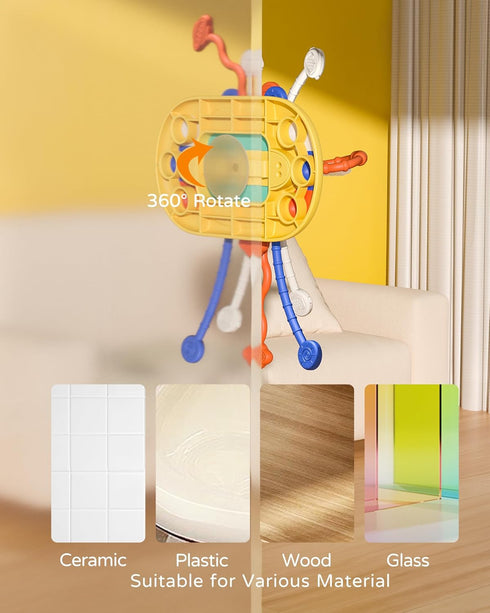 High Chair Toys with Suction Cup, Montessori Sensory Toys for 1 Year Old, Food Grade Silicone Pull String Activity Gift