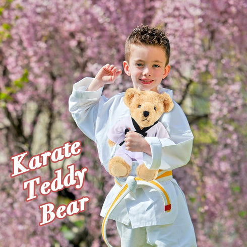 Houwsbaby Taekwondo Teddy Bear Stuffed Animal, Adorable Karate Bear Plush Toy for Kids, 8''