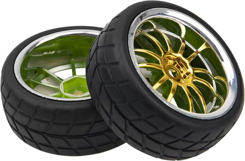 4Pcs 2.59in Rubber Tires & 12mm Hex Plastic Wheel Rims Set 14-Spoke with Foam Compatible with Traxxas Kyosho HPI Tamiya