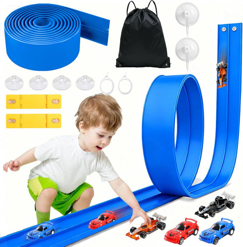 Yunzuiyue 20 Ft Flexible Race Track Toys, Flex Race Car Ramp Track with