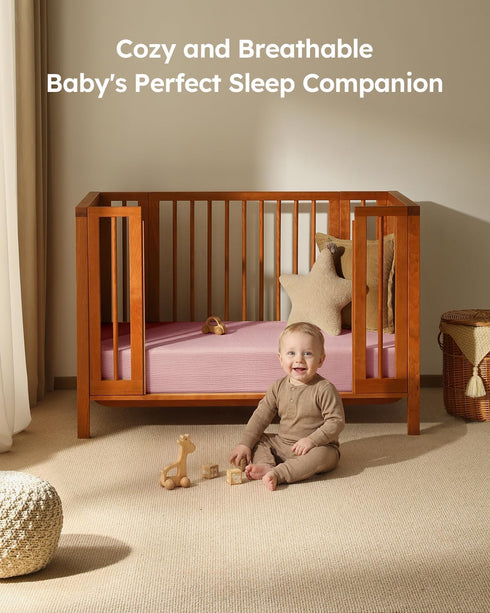100% 2 Pack 28x52x8in Unnivoll Muslin Crib Sheets for Boys Girls, Cotton Fitted Crib Sheet for Standard Crib