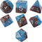 Halfsies Dice: Earth Elemental - 7pc Set, Cerulean Blue & Brown, Pearlescent Swirl for Role Playing Games