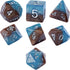 Halfsies Dice: Earth Elemental - 7pc Set, Cerulean Blue & Brown, Pearlescent Swirl for Role Playing Games