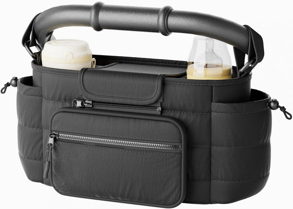 Seeseven Stroller Organizer Caddy with Insulated Cup Holder & Detachable Phone Purse, Lightweight