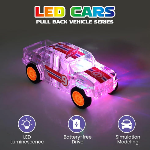 Toy(2 Pack),Included,Suitable 3 4 5 6 7 8 ZOHANINDL LED Light Up Pickup Truck Toys,Pull Back Cars for Toddlers Year Old