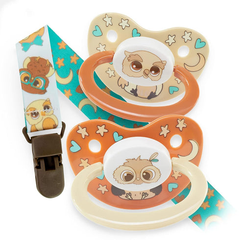 Rearz - Owl - Adult Pacifiers with Lanyard and Clip (2 Pacifiers and