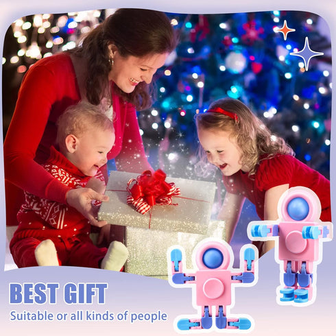 8 Hanaive Pcs Robot Fidget Spinners for Kids Transformable Fingertip Gyro Chain Toy Deformable DIY Stress Relief Fidget
