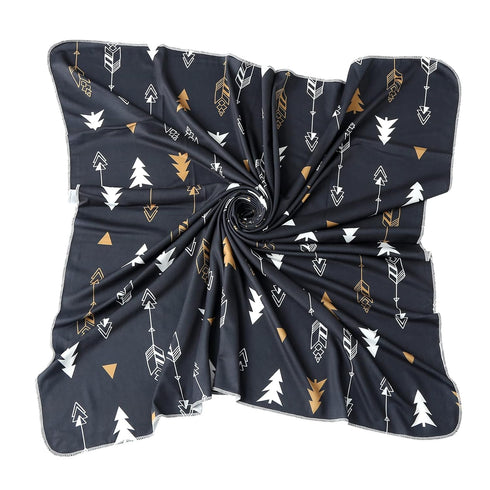 Galabloomer Newborn Swaddle Blanket with Beanie Set, Baby Boy Receiving Blanket Rainbow (Gold Arrow)