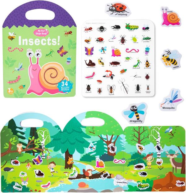 Portable Jelly Sticker Quiet Book for Kids, Reusable Sticker Book for Toddlers, Montessori Busy Book, Preschool
