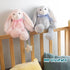 14" Blue Bunny Stuffed Animal for Kids and Newborns, Huggable Plush Rabbit Toy with Bow for Boys and Girls