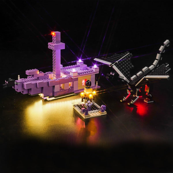 Upgraded LED Light Kit for Lego Minecraft The Ender Dragon & End Ship Building Set, Compatible with Lego 21264