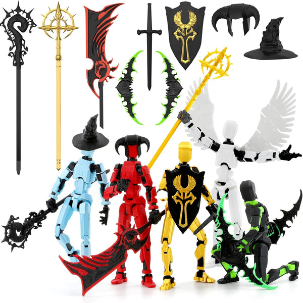 Qoopower Titan 13 Action Figure Assembly Completed, 5-Pack 3D Printed T Dummy
