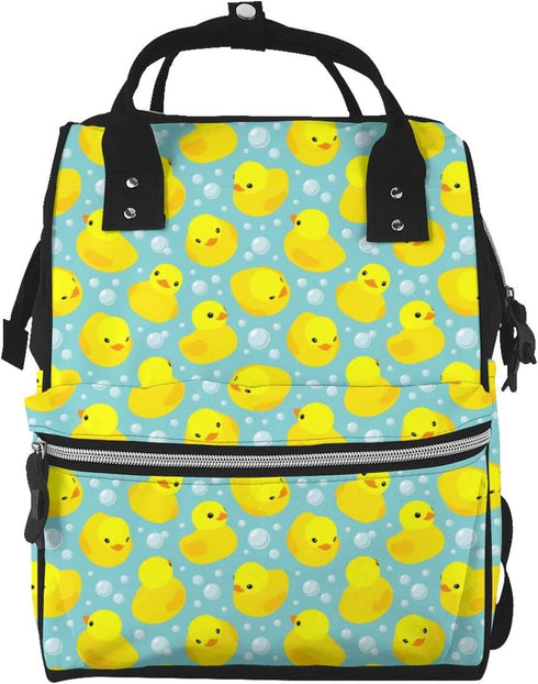 LYPZMET Yellow Rubber Ducks Diaper Bag Backpack For Baby Girls, Mom Waterproof Large